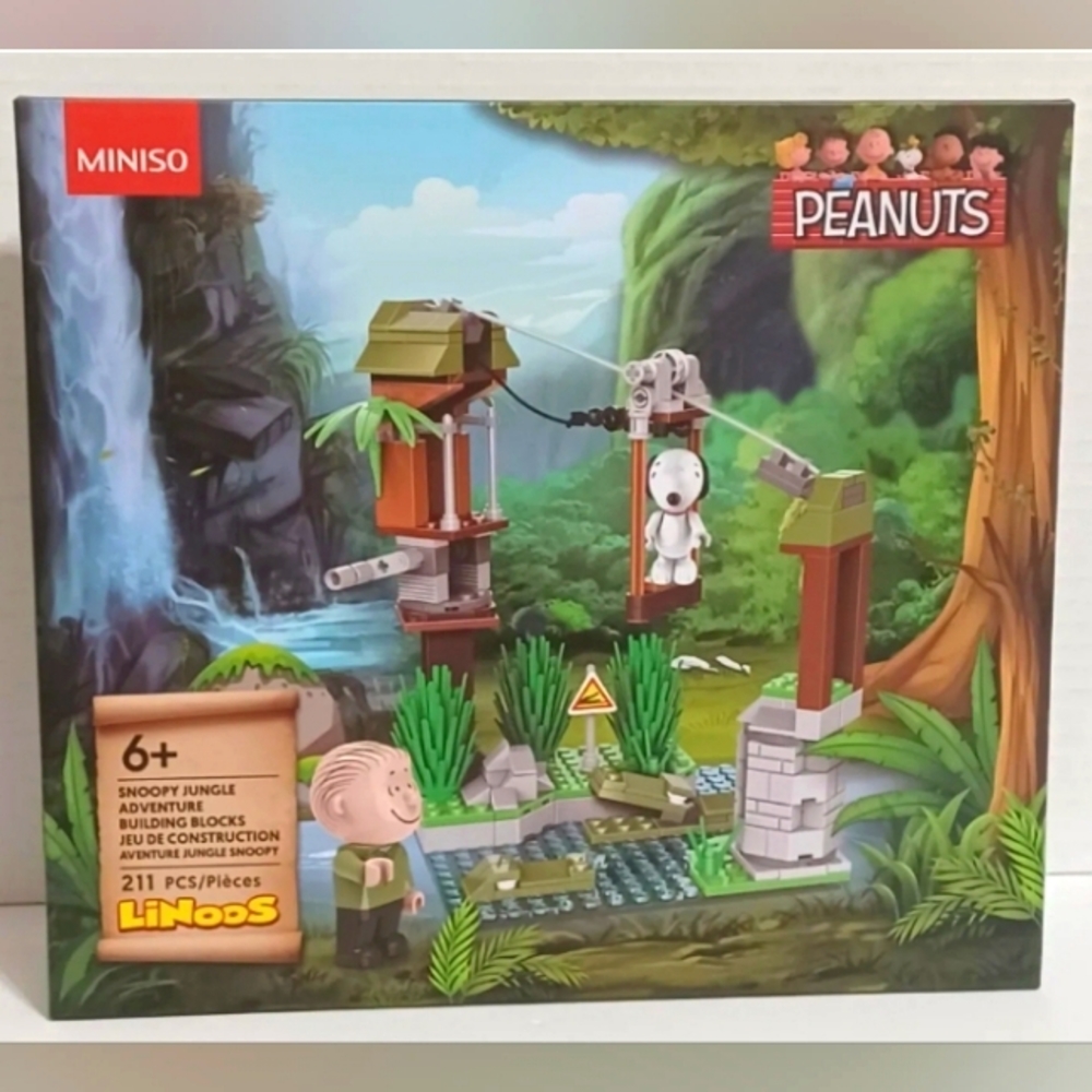 Peanuts Snoopy Linus Jungle Adventure Crocodile Building Blocks set 211 Pcs New